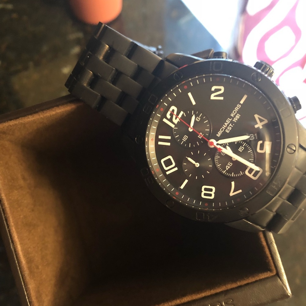 Michael Kors Mercer Black Chronograph Mens Watch